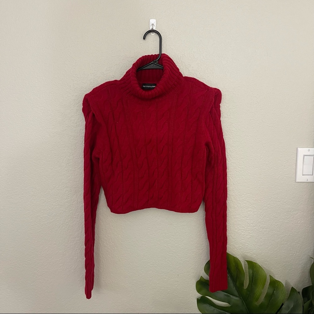 Red turtleneck cropped
